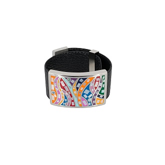 Браслет на кожаном черном ремешке