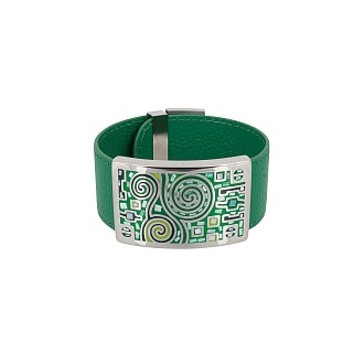 Браслет на кожаном зеленом ремешке