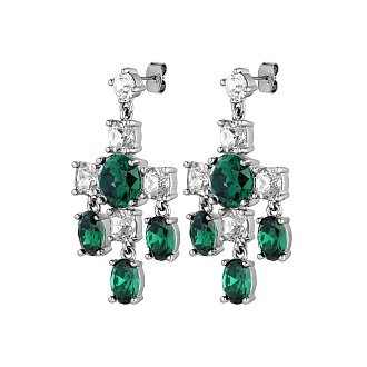 Серьги LEONORA SS EMERALD GREEN / CRYSTAL