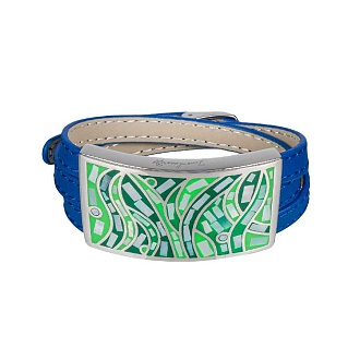 Браслет на кожаном синем ремешке 3 оборота