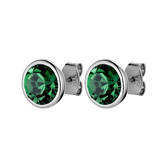 Пусеты DIA SS EMERALD GREEN